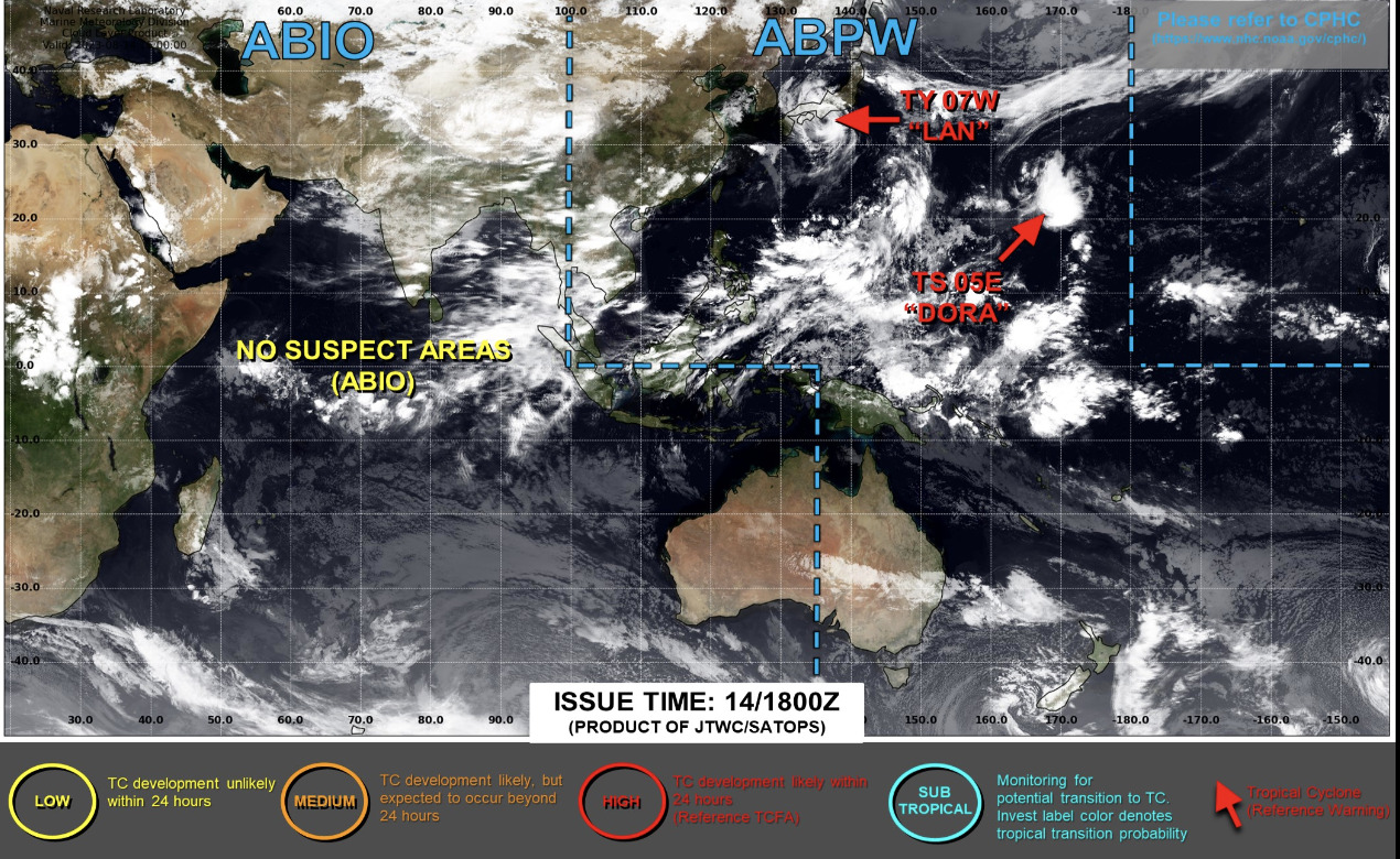 米軍JTWCによる台風8号の予報図