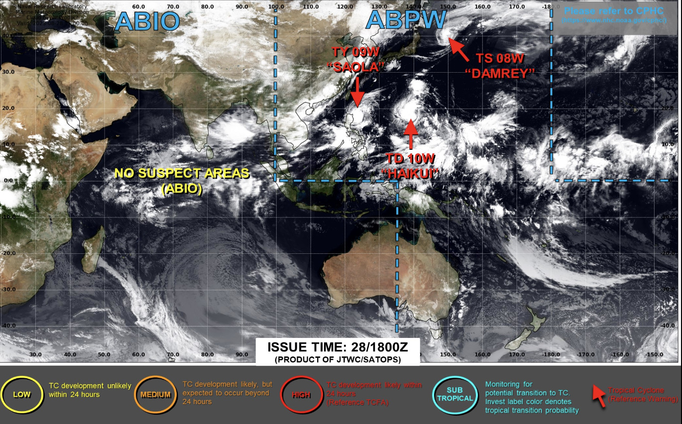 米軍JTWCによる台風9,10,11号の予報図