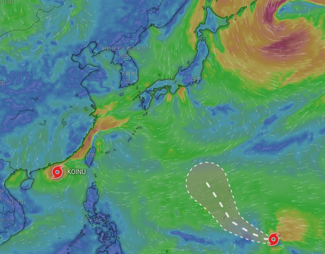 windyによる台風のリアルタイム情報