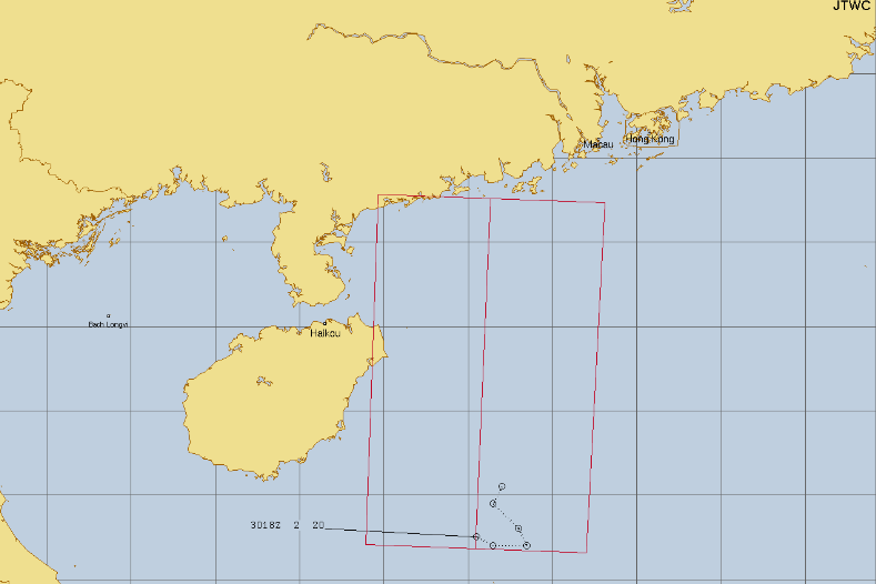 台風2号米軍の進路予想図