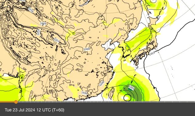 台風3号ヨーロッパの予想図