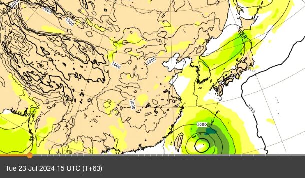 台風3号ヨーロッパの予想図