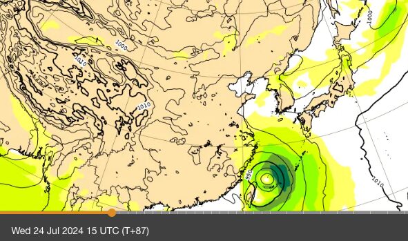 台風3号ヨーロッパの予想図