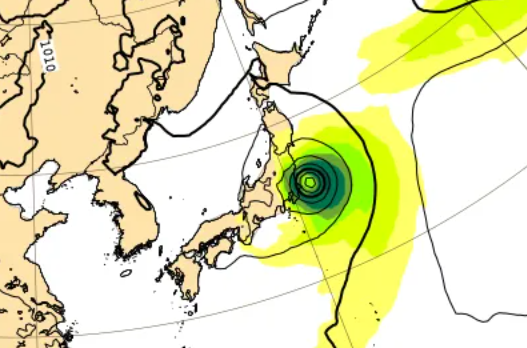 ヨーロッパECMWFの予想図（台風7号）