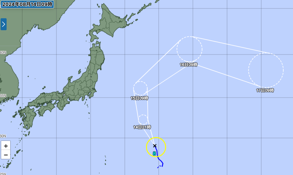 気象庁による経路図（台風8号）