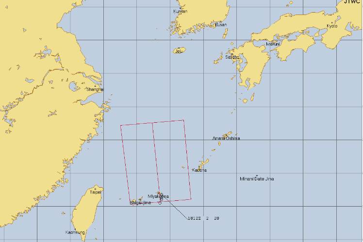 台風9号の米軍の進路予想図