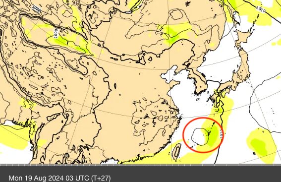 ヨーロッパECMWFの予想図（台風9号）