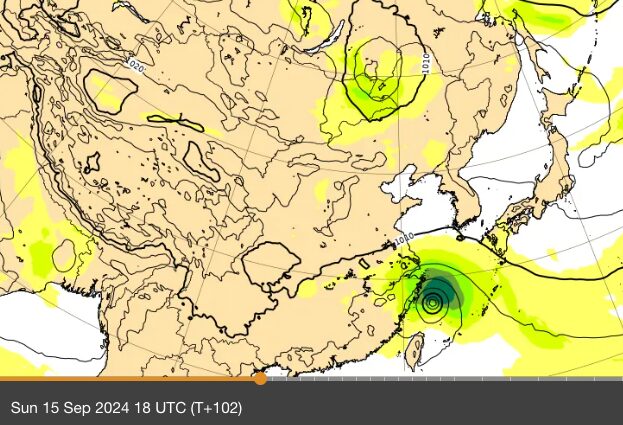 ヨーロッパECMWFの予想図（台風13号）