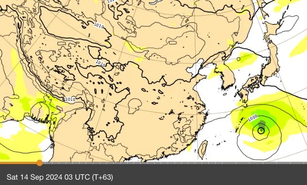 ヨーロッパECMWFの予想図（台風13号）