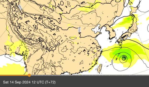 ヨーロッパECMWFの予想図（台風13号）