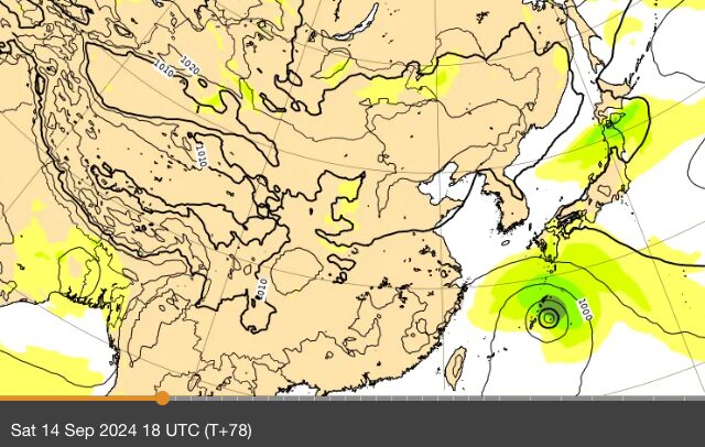 ヨーロッパECMWFの予想図（台風13号）